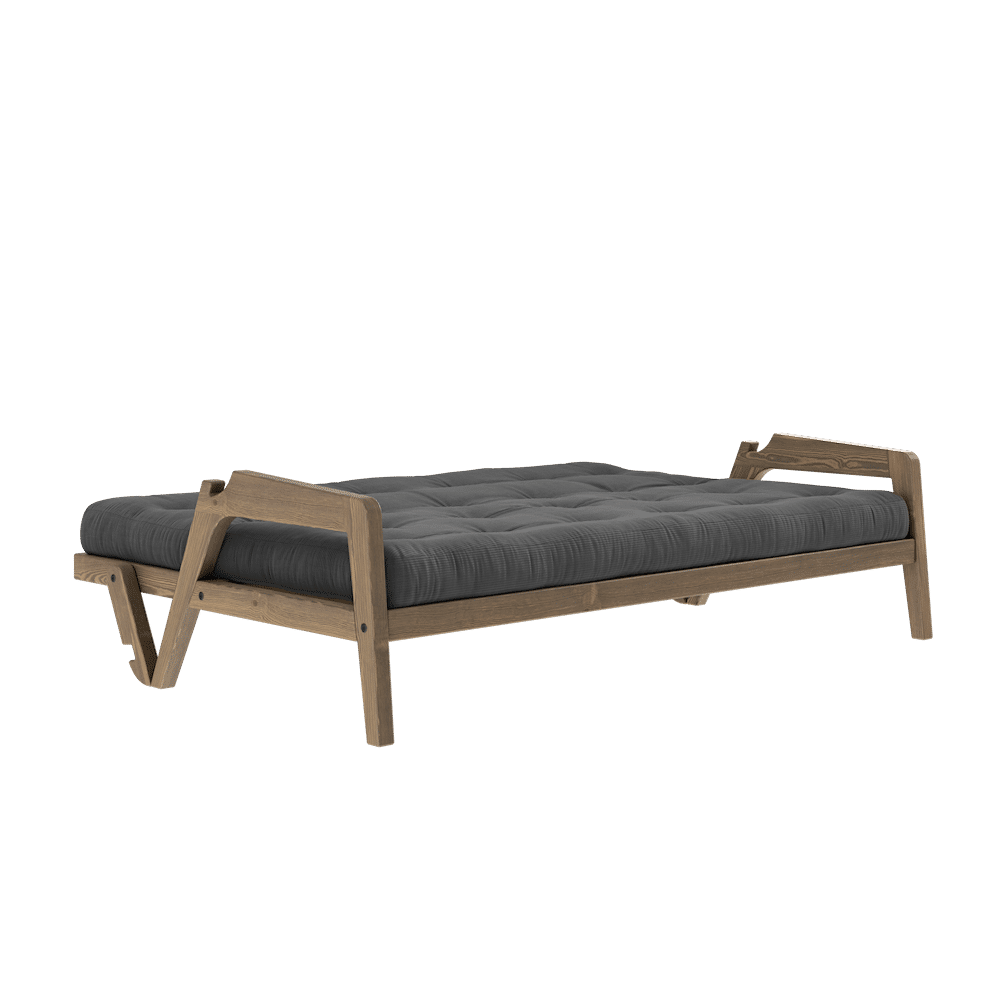 Karup Design GRAB CAROB BROWN LACQUERED W. 5-LAYER MIXED MATTRESS CHARCOAL