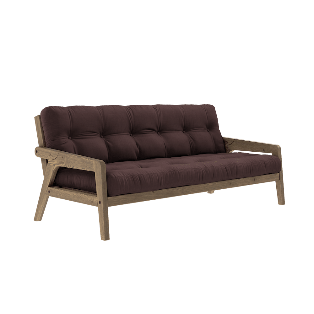 Design SAISIR CAROBE MARRON LAQUÉ W. MATELAS MIXTE 5 COUCHES BRUN