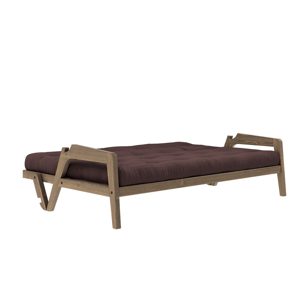 Design SAISIR CAROBE MARRON LAQUÉ W. MATELAS MIXTE 5 COUCHES BRUN