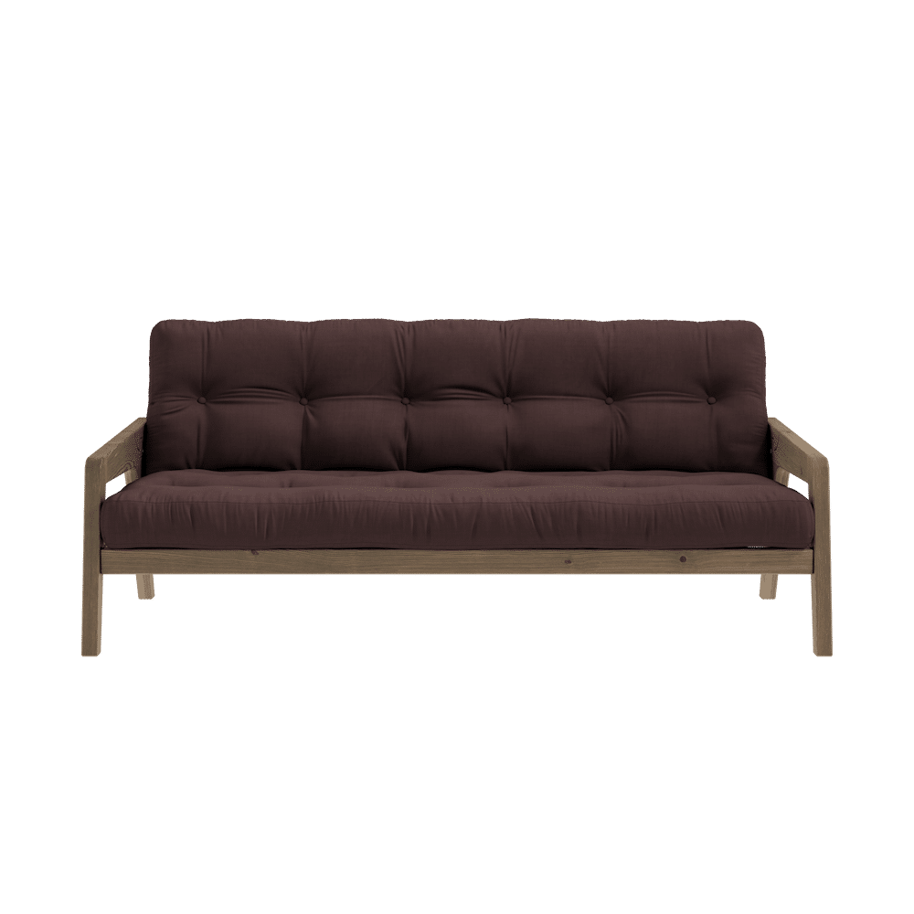 Design SAISIR CAROBE MARRON LAQUÉ W. MATELAS MIXTE 5 COUCHES BRUN