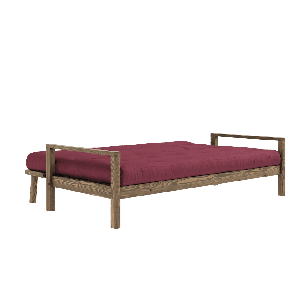 Karup Design BOUTON CAROBE BRUN W. MATELAS MIXTE 5 COUCHES BORDEAUX