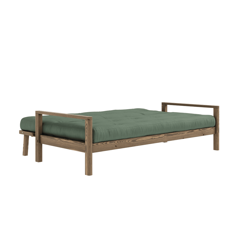 Karup Design BOUTON CAROBE BRUN W. MATELAS MIXTE 5 COUCHES VERT OLIVE