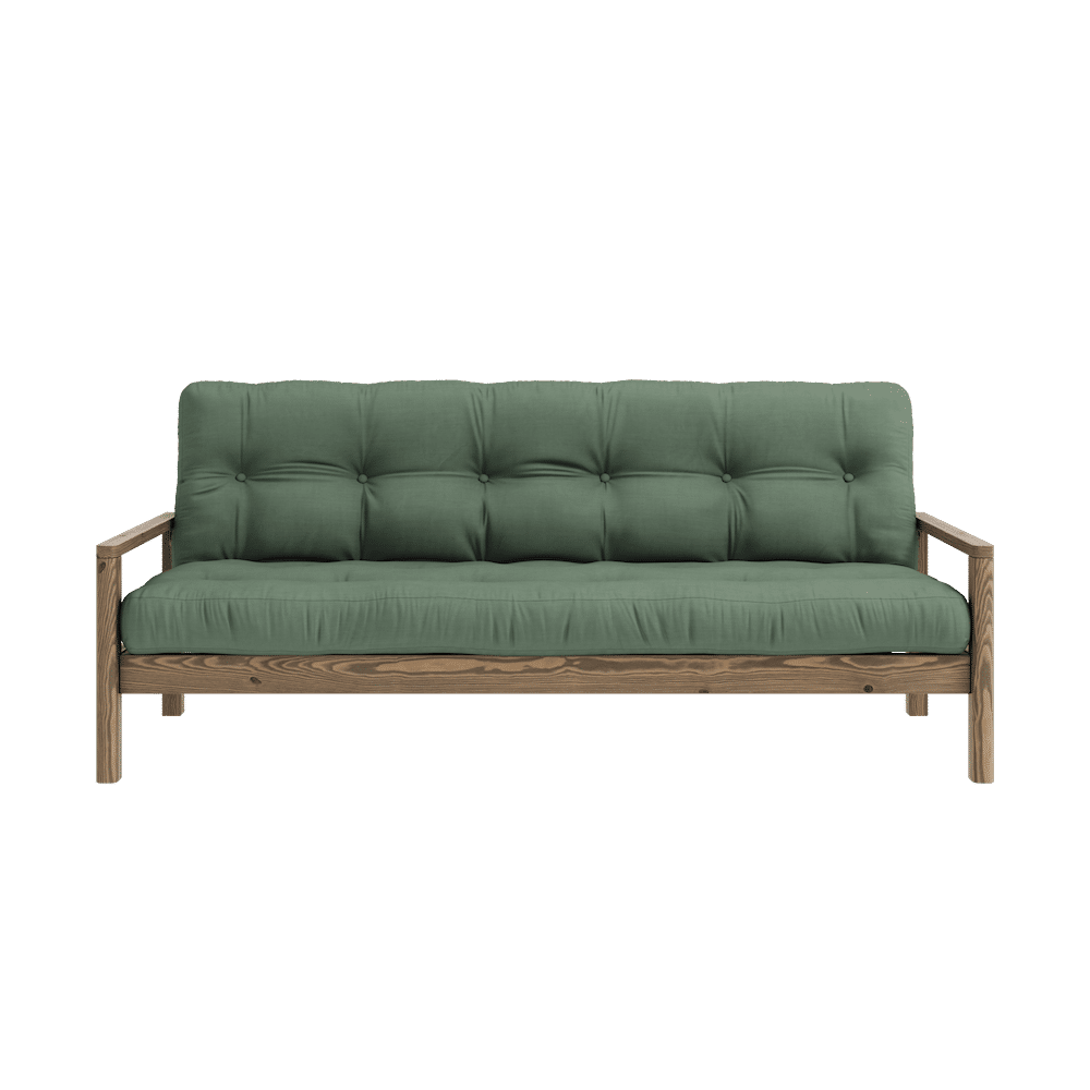 Karup Design BOUTON CAROBE BRUN W. MATELAS MIXTE 5 COUCHES VERT OLIVE