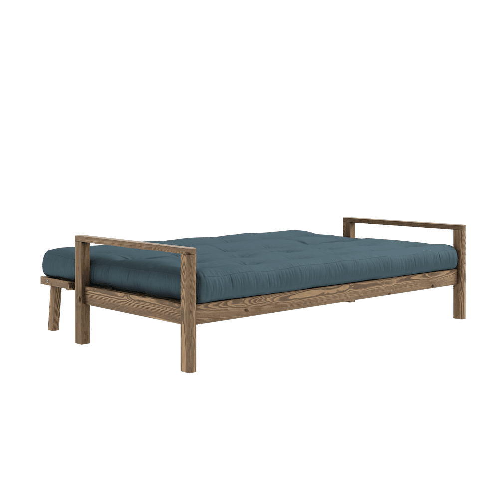 BOUTON CAROBE BRUN W. MATELAS MIXTE 5 COUCHES BLEU Pétrole