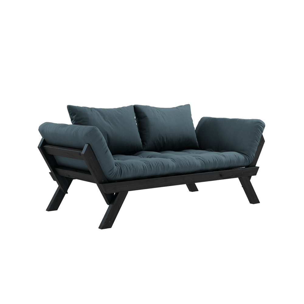 Designer BEBOP NOIR LAQUÉ W. MATELAS MIXTE 4 COUCHES BLEU PÉTROLE