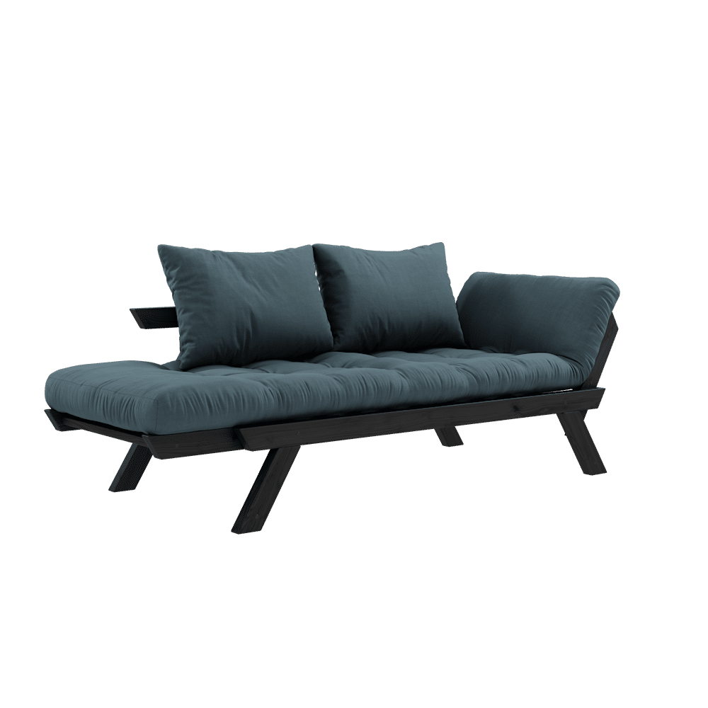 Designer BEBOP NOIR LAQUÉ W. MATELAS MIXTE 4 COUCHES BLEU PÉTROLE