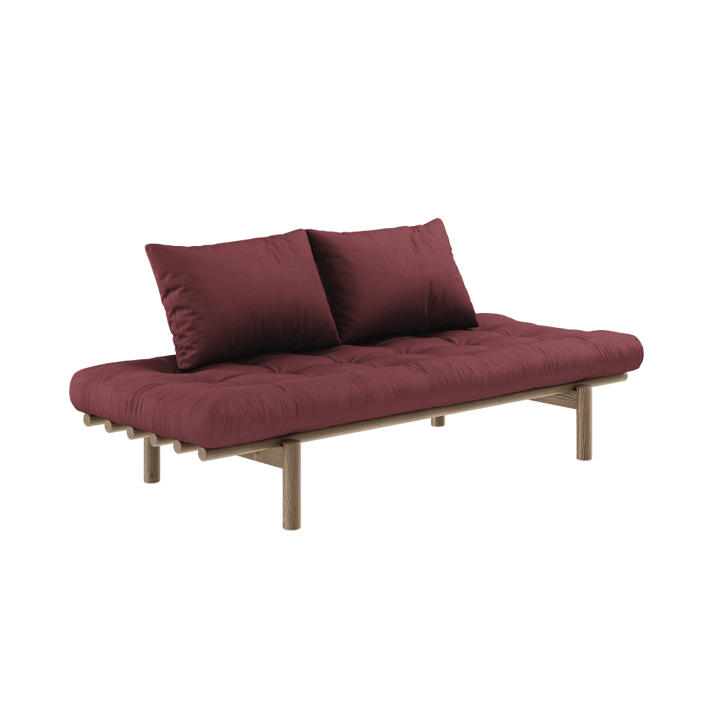 Karup Design PACE DAYBED CAROB BROWN LACKIERT W. 4-SCHICHT GEMISCHTE MATRATZE BORDEAUX