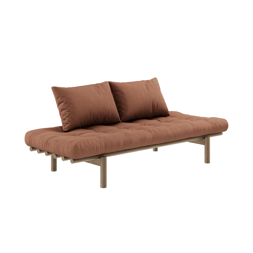 Karup Design PACE DAYBED CAROB BROWN LACKIERT W. 4-SCHICHT GEMISCHTE MATRATZE TON BROWN