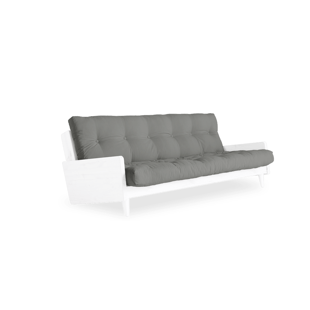 Karup Design INDIE BLANC LAQUÉ W. MATELAS MIXTE 5 COUCHES GRIS