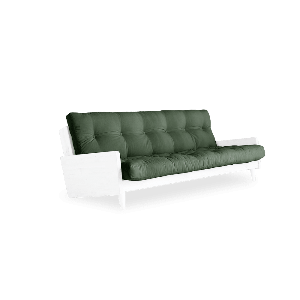 Karup Design INDIE BLANC LAQUÉ W. MATELAS MIXTE 5 COUCHES VERT OLIVE