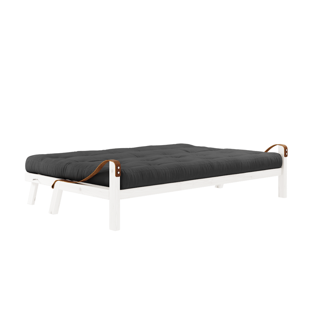 Karup Design POÉSIE LAQUÉE BLANC W. MATELAS MIXTE 5 COUCHES GRIS FONCÉ