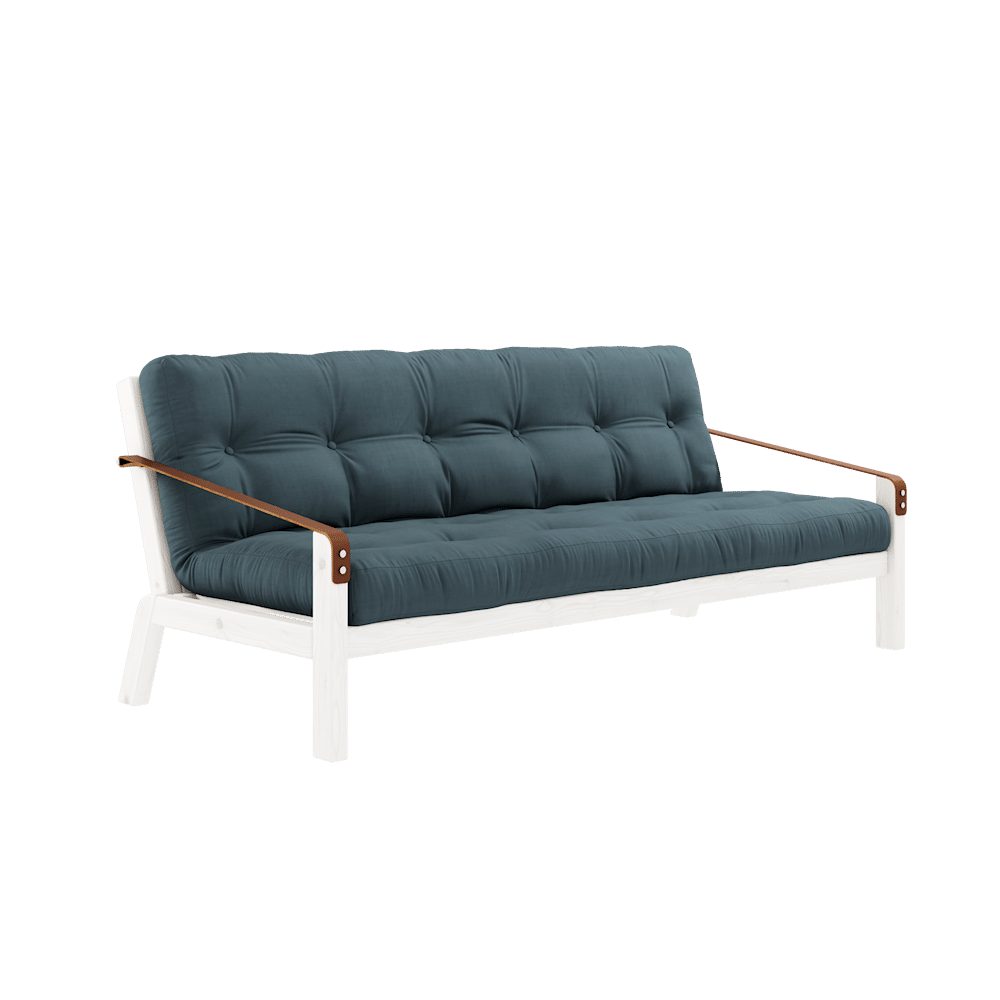 Karup Design POÉSIE LAQUÉE BLANC W. MATELAS MIXTE 5 COUCHES BLEU Pétrole