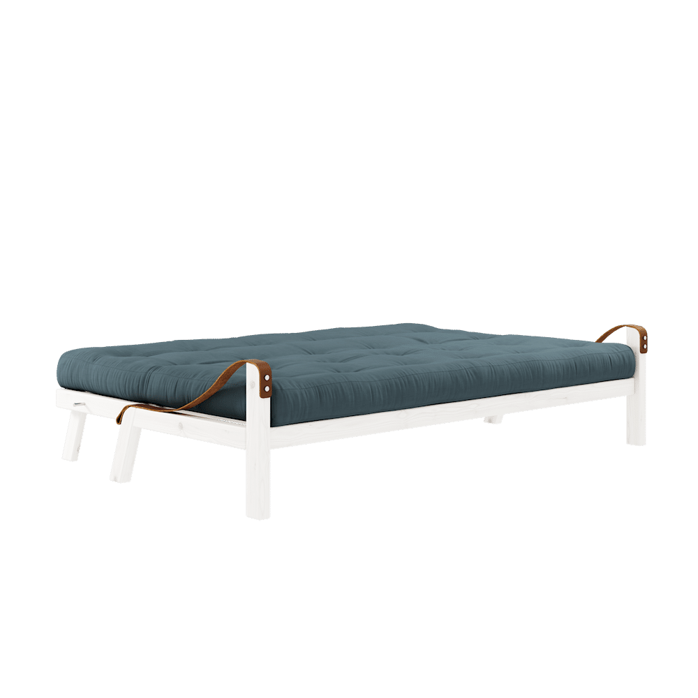 Karup Design POÉSIE LAQUÉE BLANC W. MATELAS MIXTE 5 COUCHES BLEU Pétrole