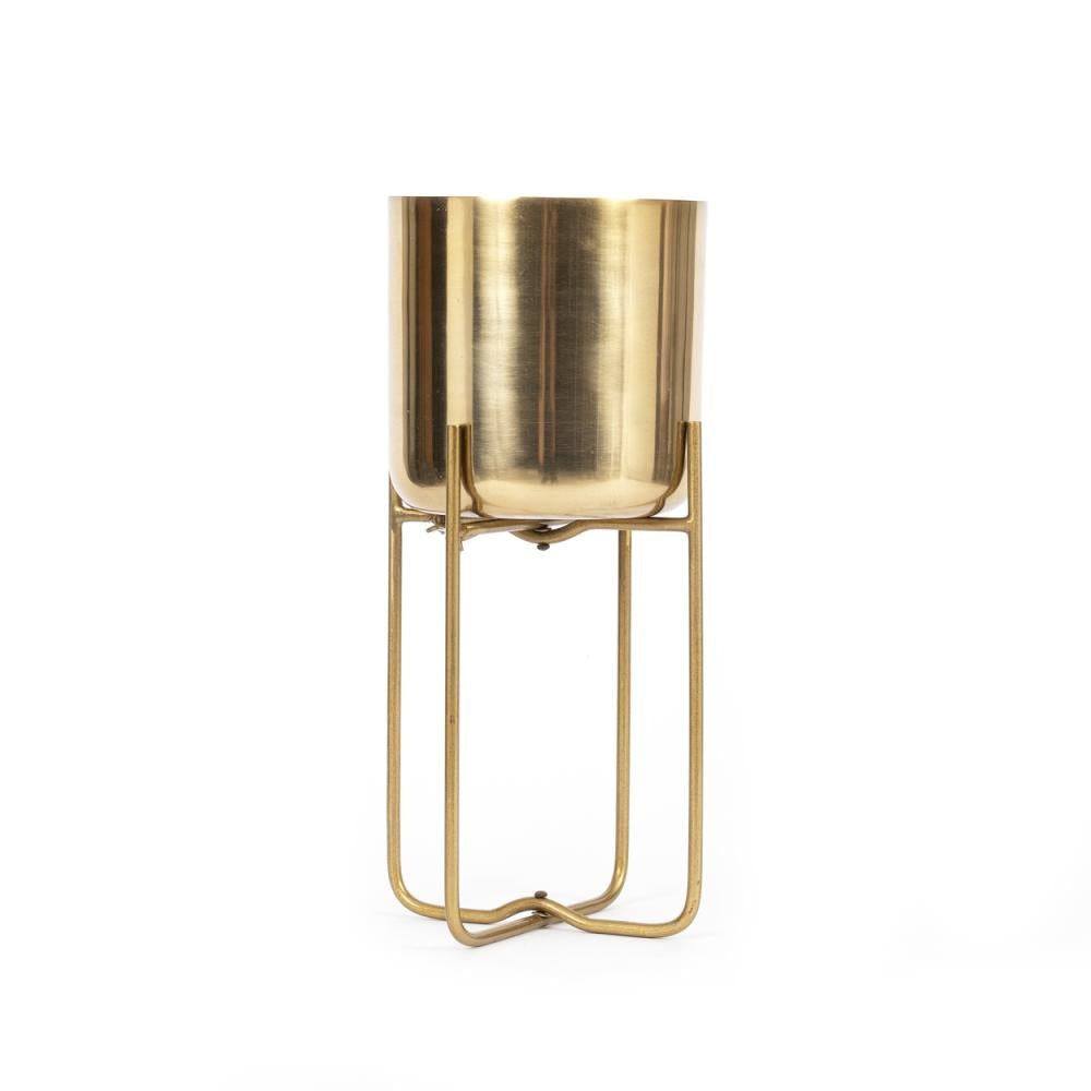 Bazar Bizar The Brass Planter on Stand-Latón-M