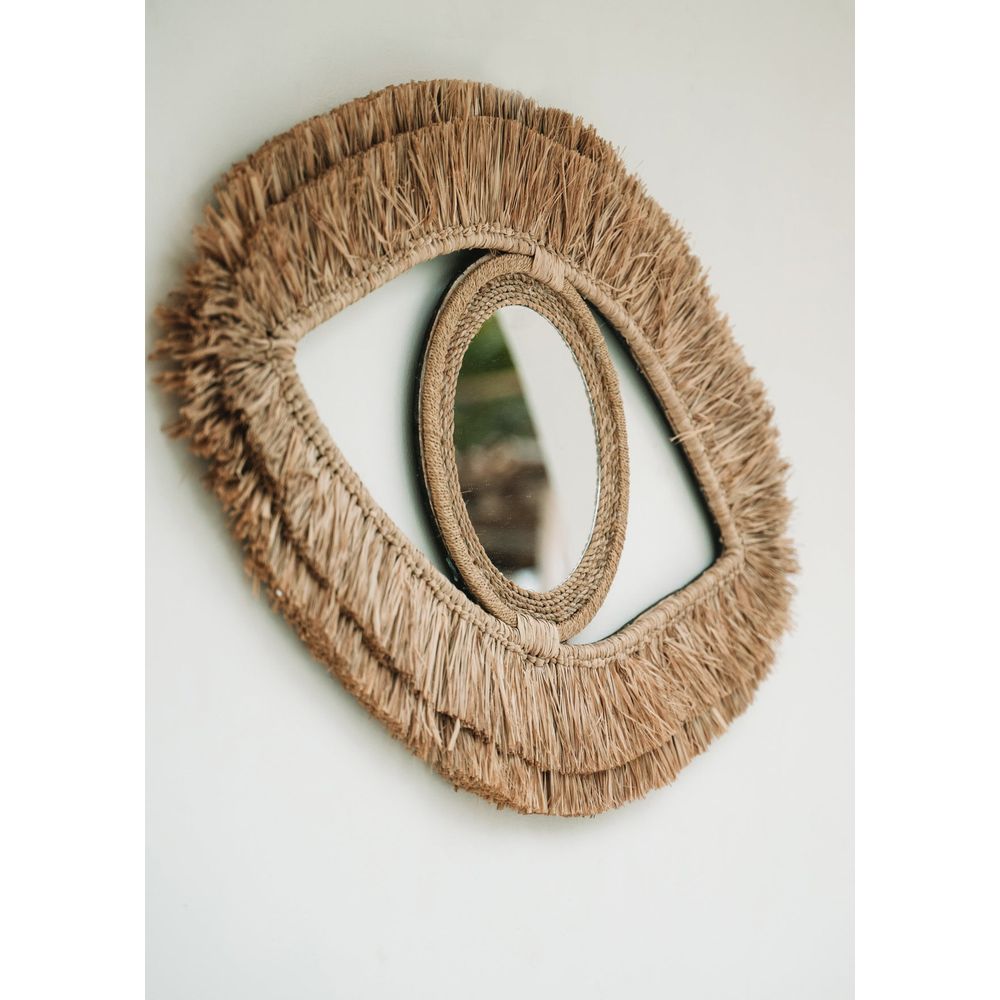 Bazar Bizarre Miroir pour les yeux en raphia-Naturel-M