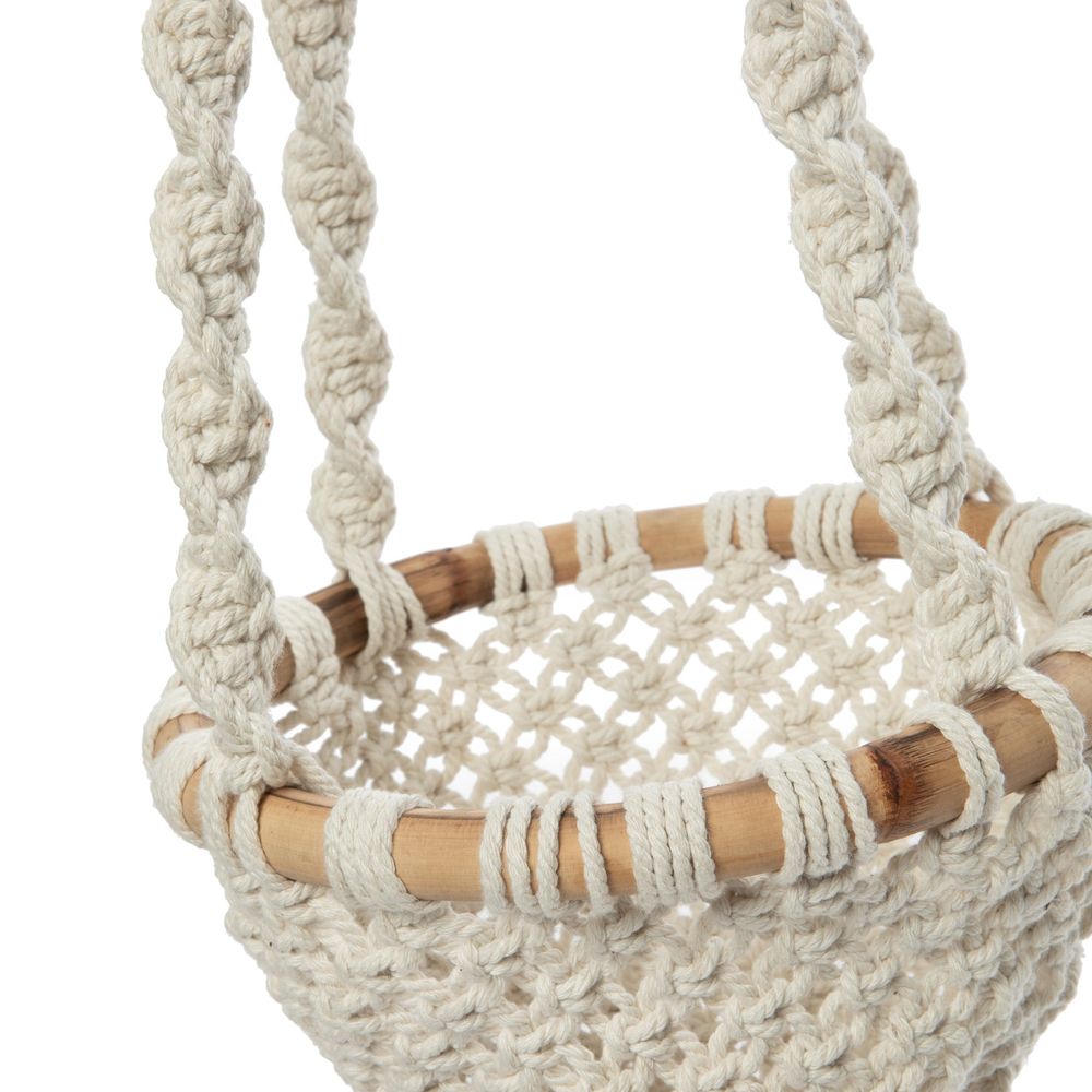 Bazar Bizarre The Twisted Macrame Plant Holder-Blanco Natural-M