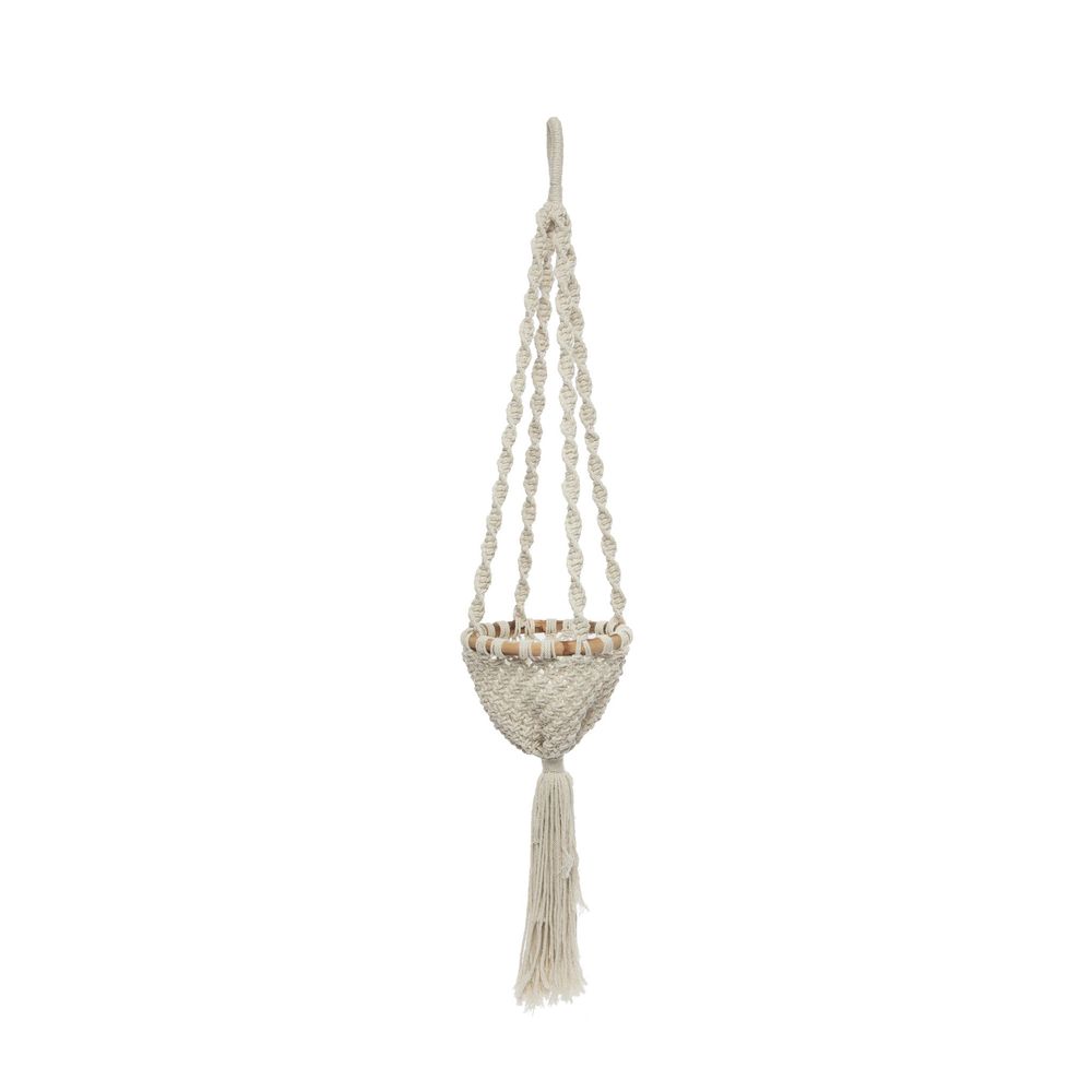 Bazar Bizarre The Twisted Macrame Plant Holder-Blanco Natural-S