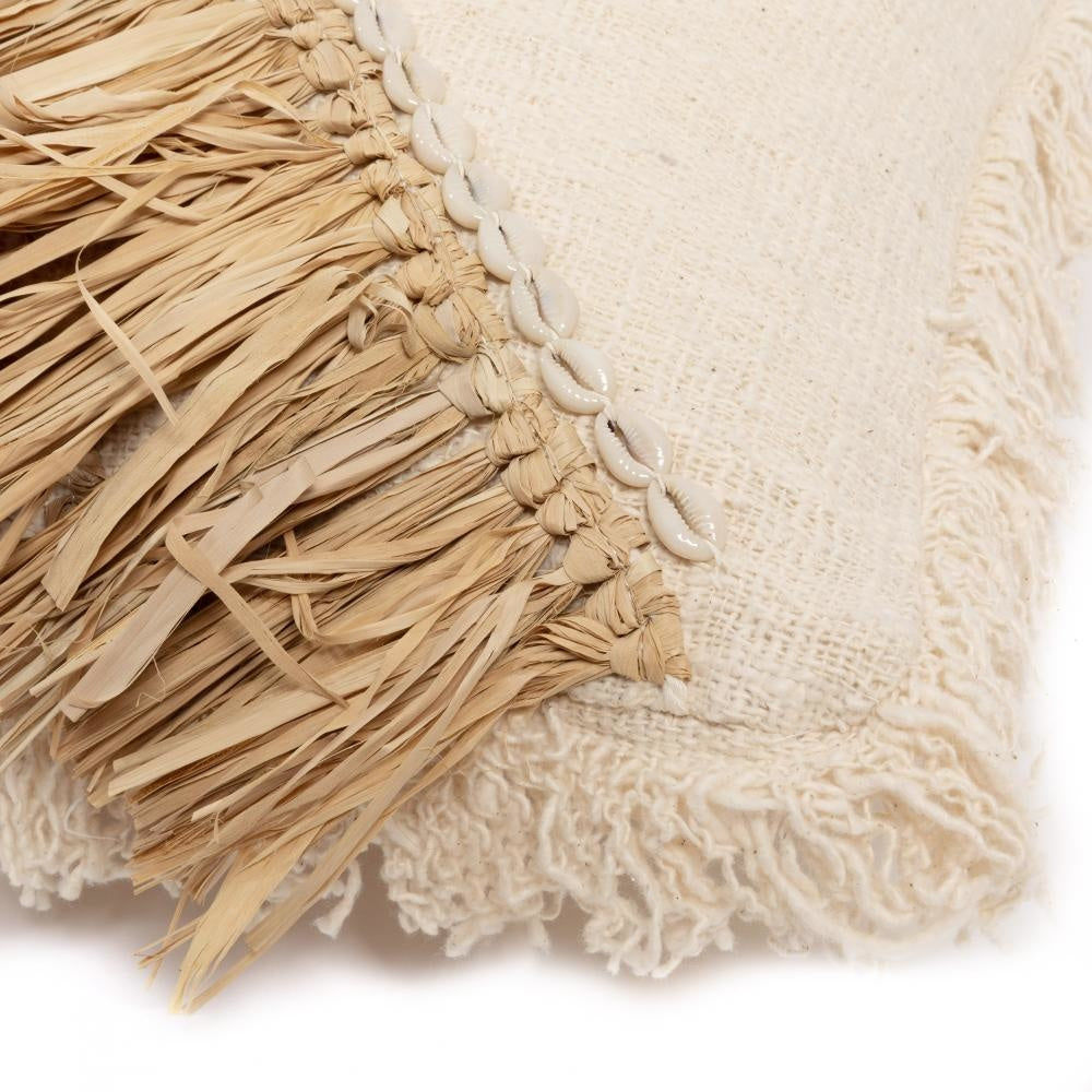 Housse de Coussin Bazar Bizar De Raffia en Coton-Blanc Naturel - 40x40