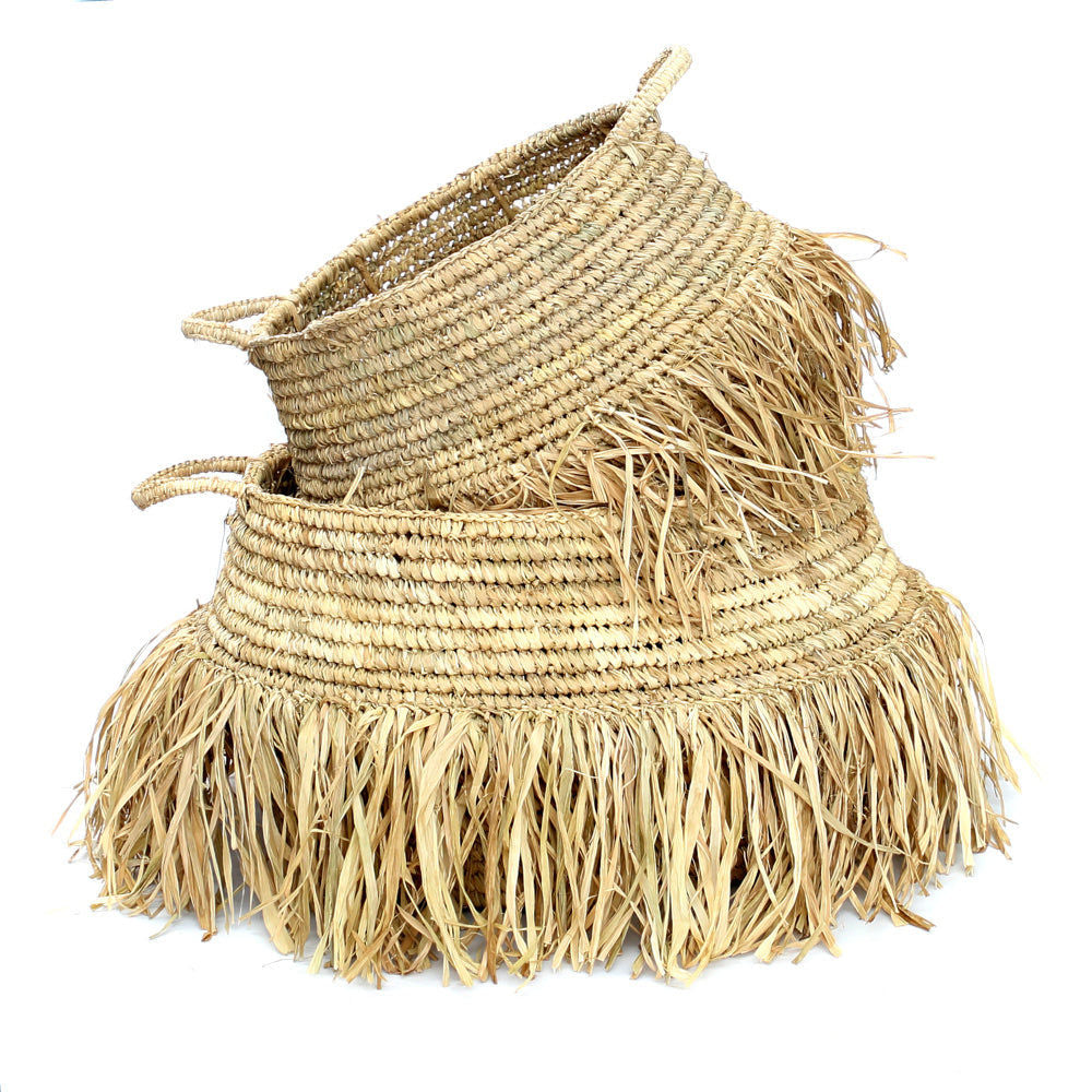 Bazar Bizar De Raffia Deluxe Manden - Natuurlijk - Set van 2