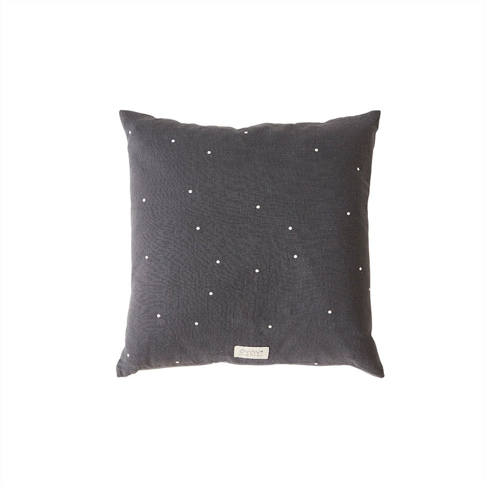 OYOY LIVING Coussin carré Kyoto Dot-Anthracite