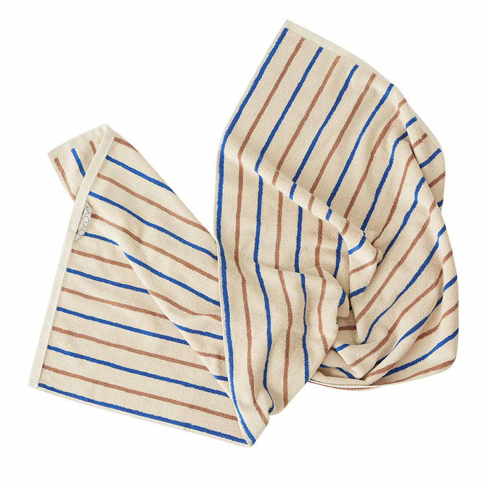 OYOY LIVING Raita Towel-100x150 cm - Caramel/Bleu optique