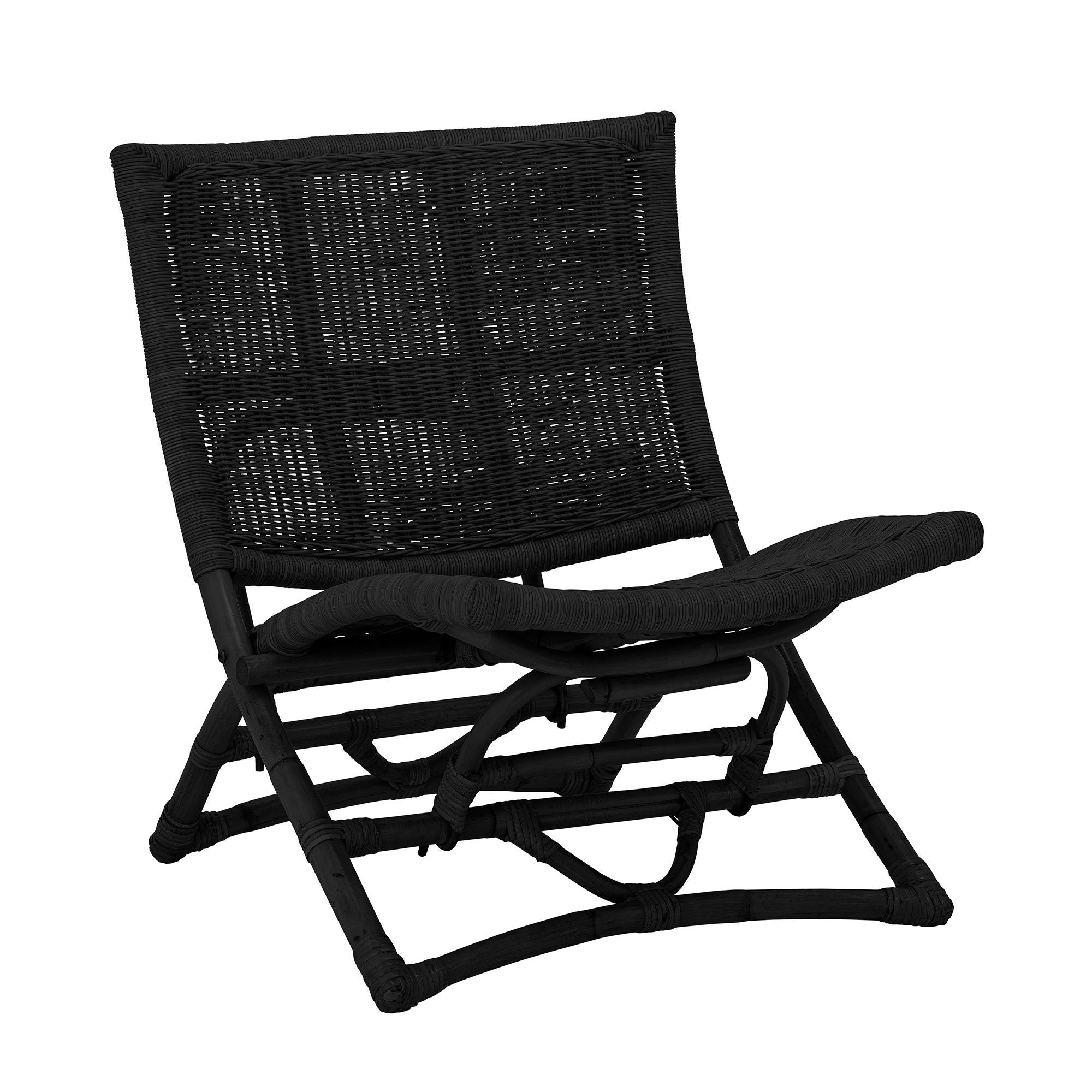 Bloomingville Baz Loungesessel, Schwarz, Rattan