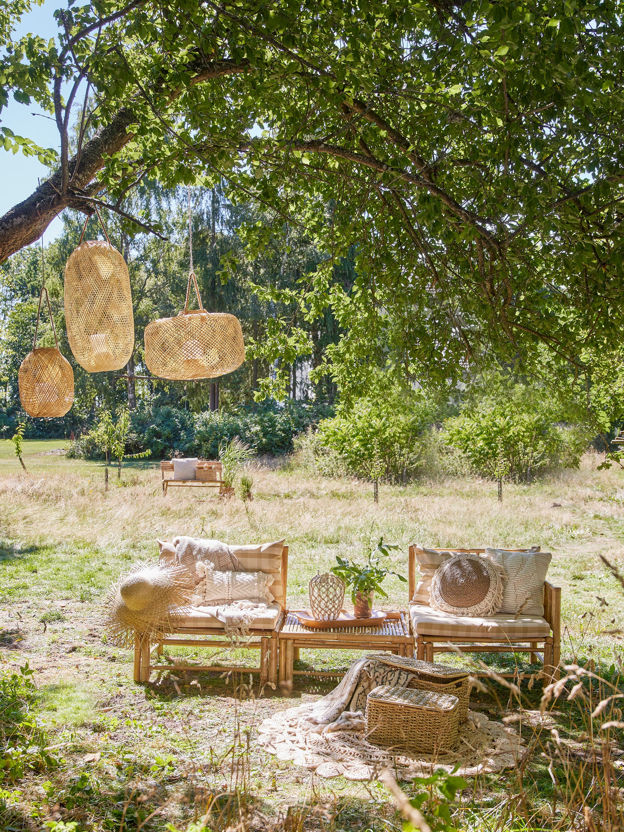 Bloomingville Korfu Módulo Banco ángulo izquierdo, naturaleza, bambú