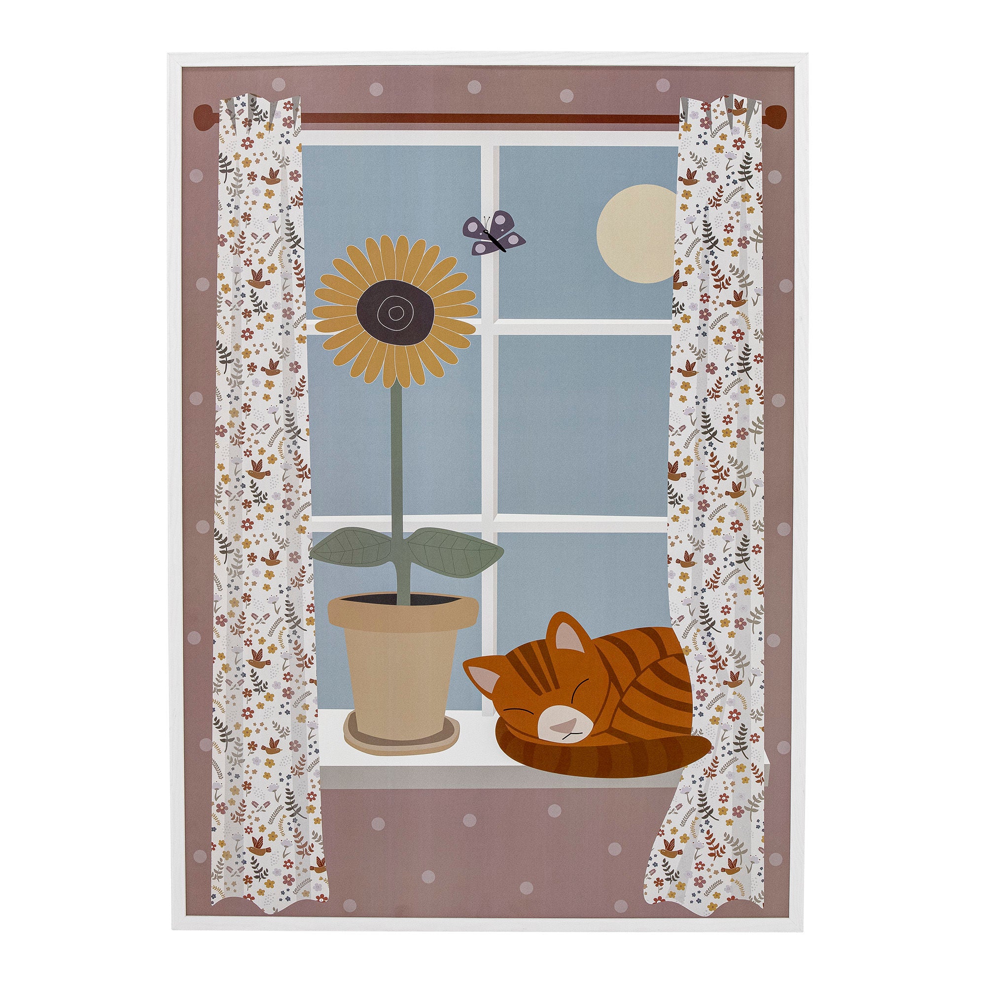 Bloomingville MINI Nuala illustratie met frame, wit, grenen